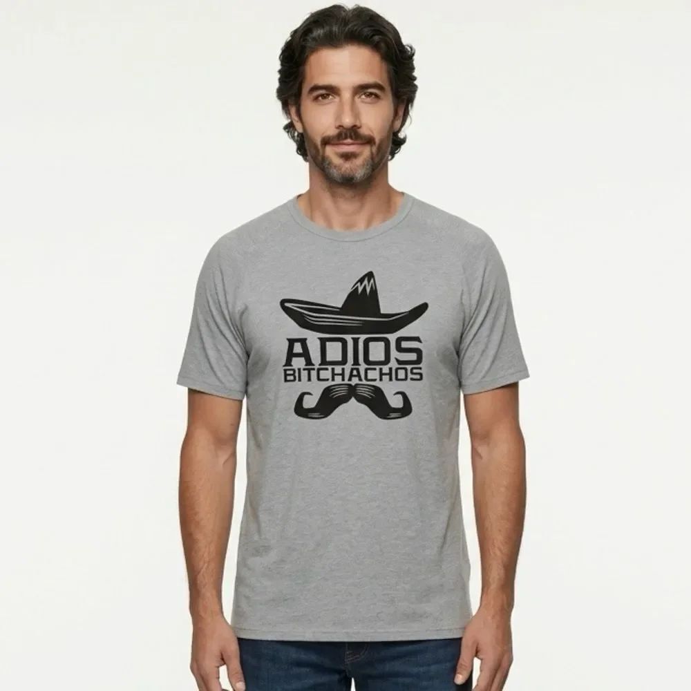 DELTA | Gray Short Sleeve Graphic Tee Adios Bitchachos Men’s Size X-Large